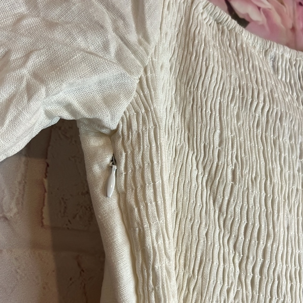 LULUS Effortlessly Endearing White Puff Sleeve Smocked Mini Dress S in Ivory - Picture 14 of 16